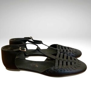 Top Shop Black Leather Sandal Sz 8